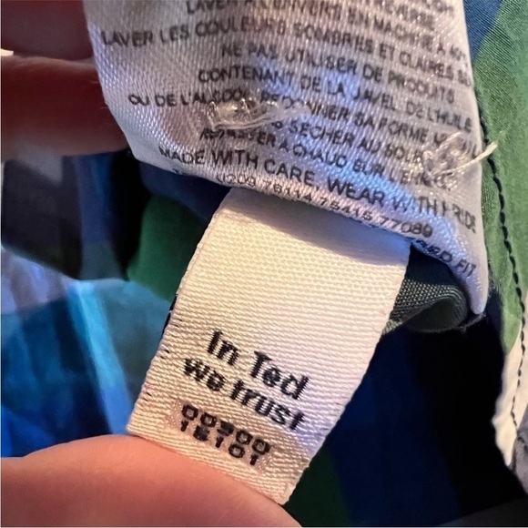 Ted Baker Green Red Checkered Contrast Cuffs Button Down Untucked Mens Shirt - Picture 4 of 13